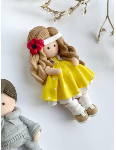 Silicone mold 2D Doll with a flower