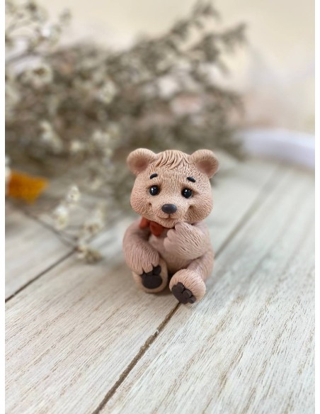 Teddy bear with a bow silicone mold