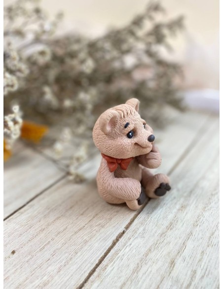 Teddy bear with a bow silicone mold