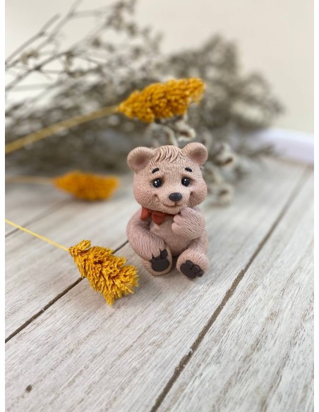 Teddy bear with a bow silicone mold