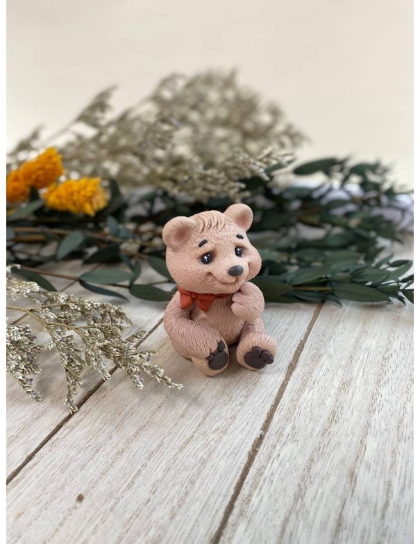 Teddy bear with a bow silicone mold