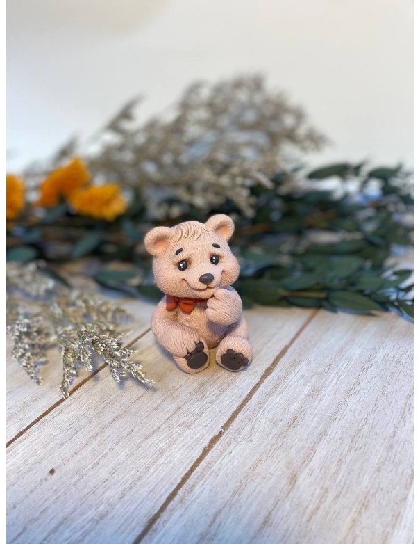 Teddy bear with a bow silicone mold
