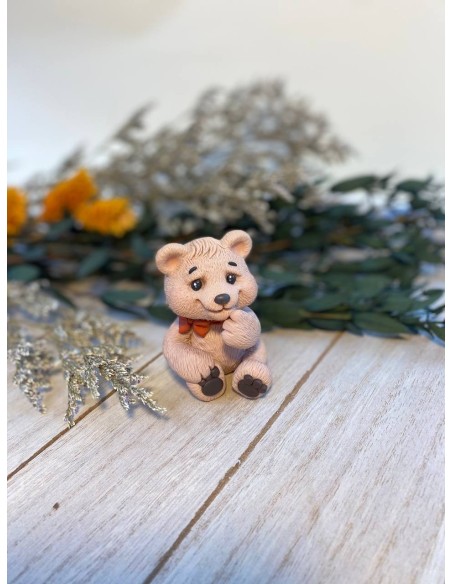 Teddy bear with a bow silicone mold