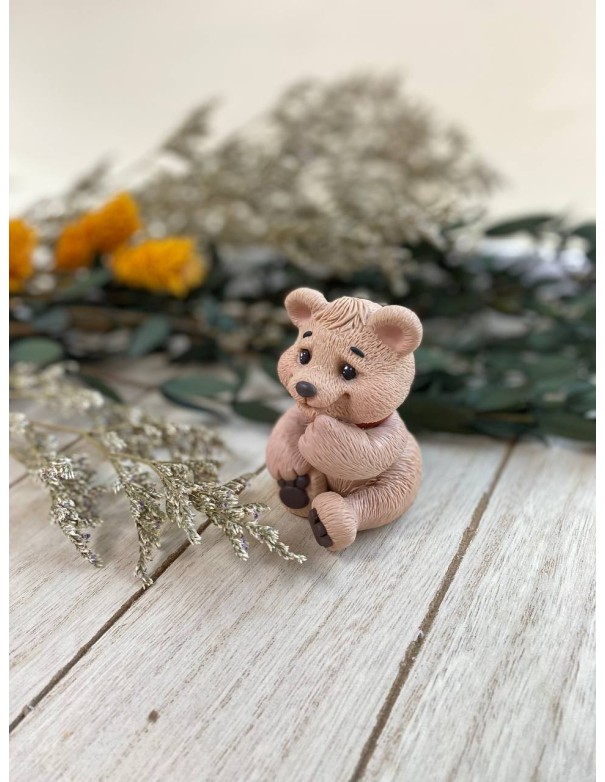 Teddy bear with a bow silicone mold