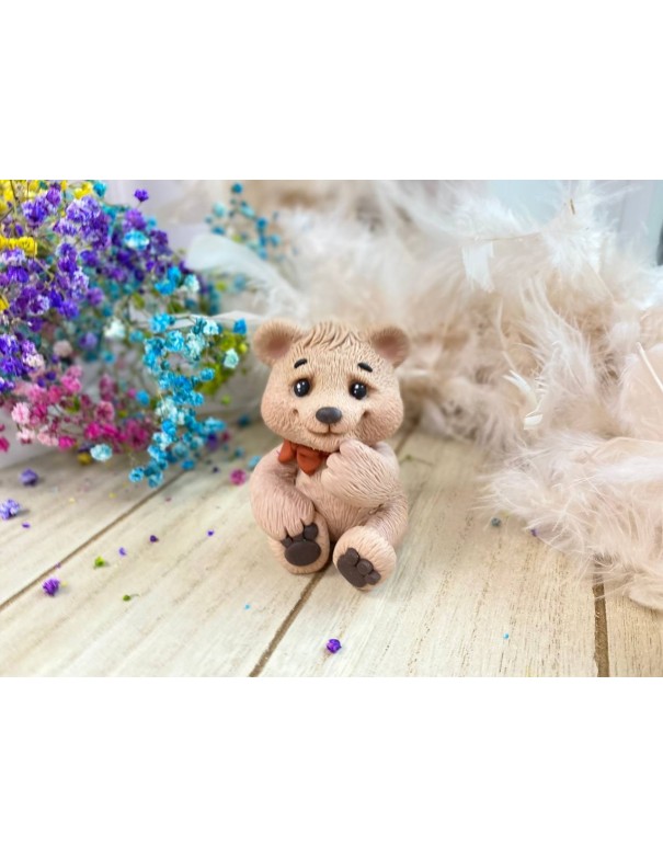 Teddy bear with a bow silicone mold