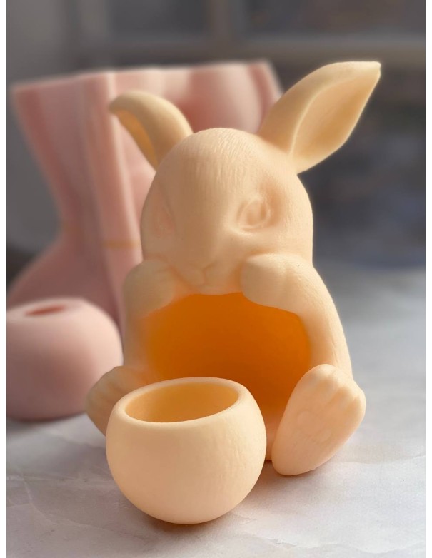 Silicone plaster mold Bunny with a candle