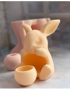 Silicone plaster mold Bunny with a candle