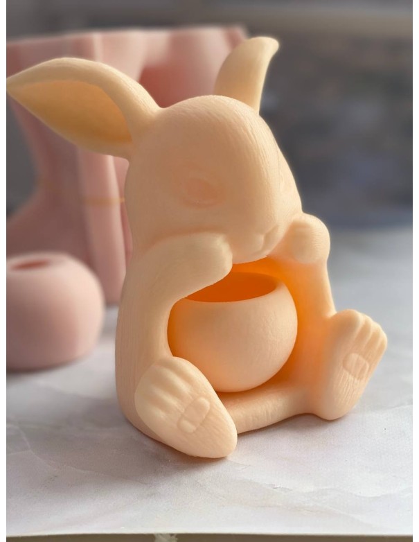 Silicone plaster mold Bunny with a candle