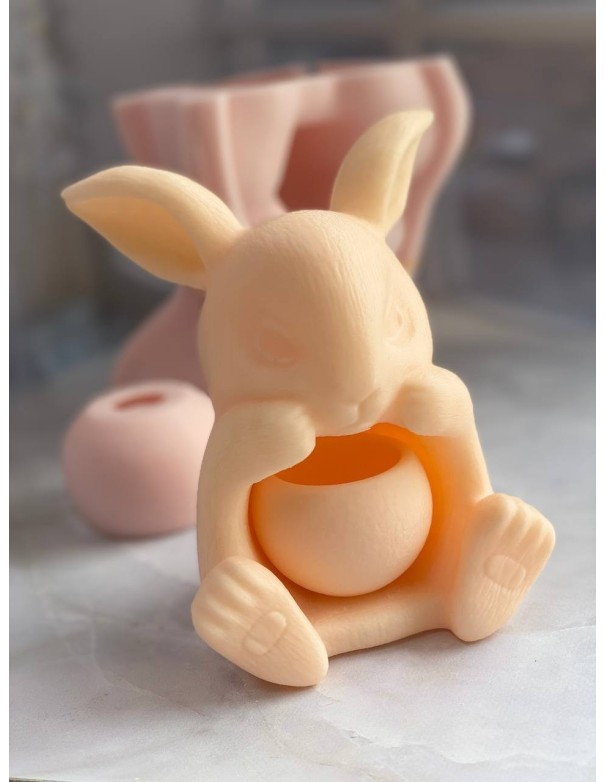 Silicone plaster mold Bunny with a candle