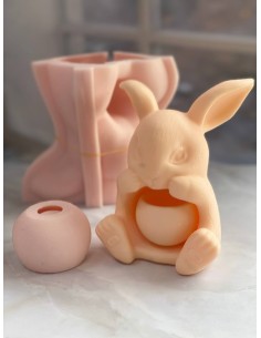 Silicone plaster mold Bunny with a candle 2